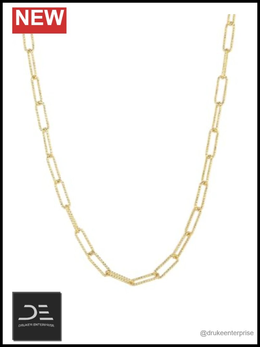 18k Gold Plated Textured Link Chain Necklace 18 Inches Layering Jewelry